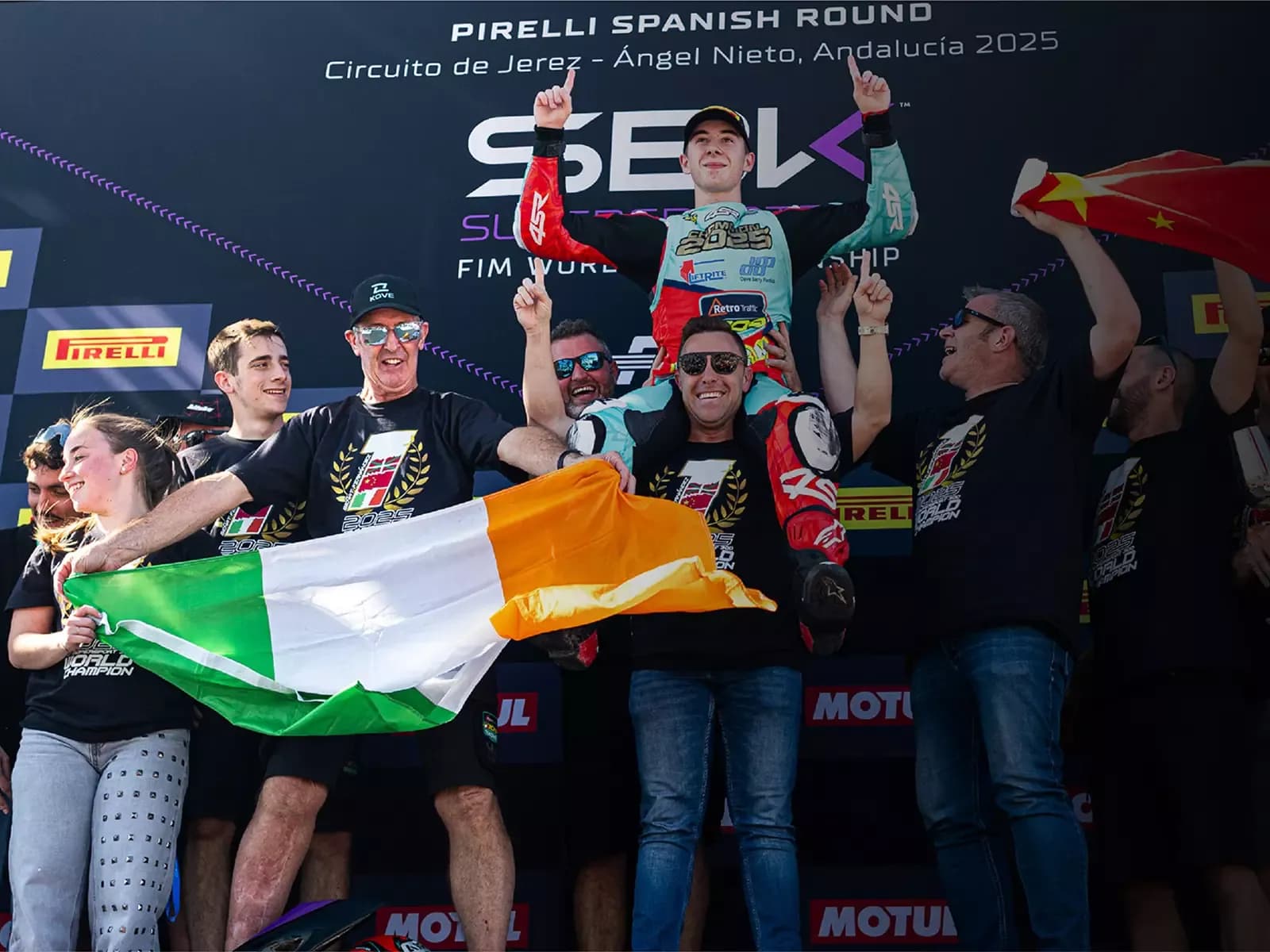 Podio del Mundial WSBK SSP300 2025 en Jerez